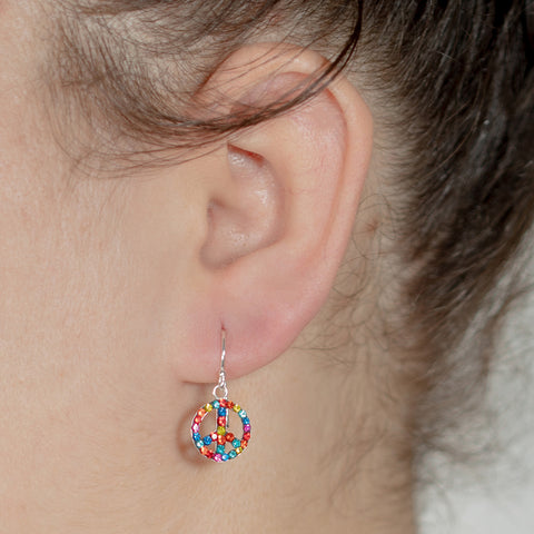 Peace Multi-Coloured Crystal Drop Earrings