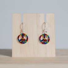 Load image into Gallery viewer, Peace Multi-Coloured Crystal Drop Earrings