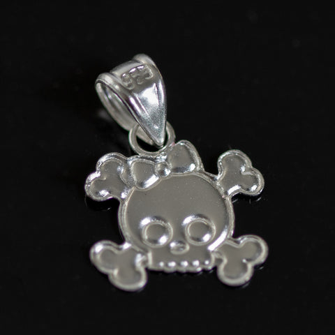 Petite Bowed Skull and Crossbones Pendant