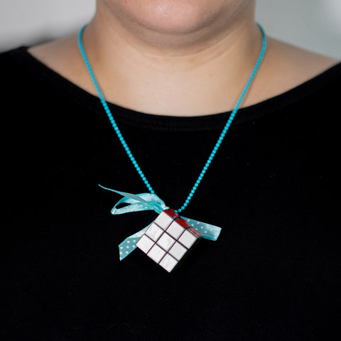 Necklace With A Pendant Chain & Rubix Cube With Polka Dot Bow Made With  Resin - JOE COOL Shop