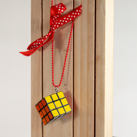 Puzzle Cube Necklace with Bow