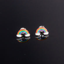 Load image into Gallery viewer, Rainbow and Clouds Sterling Silver Stud Earrings