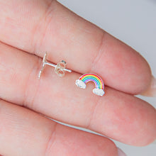 Load image into Gallery viewer, Rainbow and Clouds Sterling Silver Stud Earrings