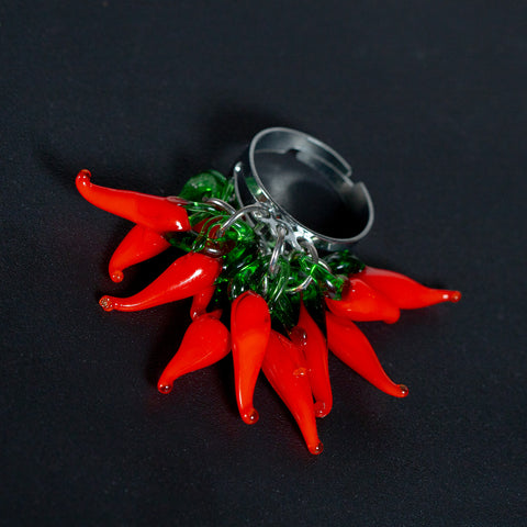 Red Hot Chilli Adjustable Cluster Ring