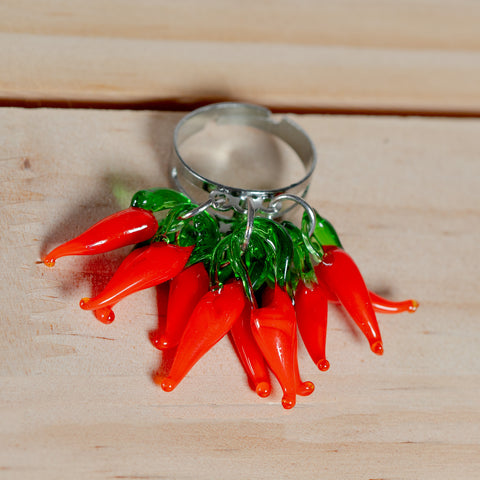 Red Hot Chilli Adjustable Cluster Ring