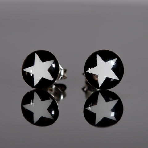 Star Design Rounded Sterling Silver Stud Earrings
