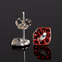 Load image into Gallery viewer, Sterling Silver and Crystal Lips Stud Earrings