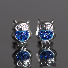 Load image into Gallery viewer, Sterling Silver and Crystal Owl Stud Earrings