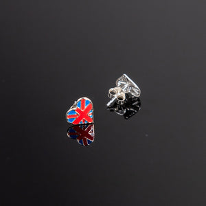 Union Jack Heart Sterling Silver Stud Earrings