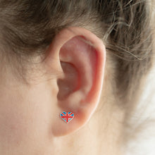 Load image into Gallery viewer, Union Jack Heart Sterling Silver Stud Earrings