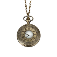 Load image into Gallery viewer, Antique Bronze Etched Fob Watch Pendant Necklace