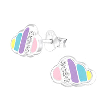 Load image into Gallery viewer, Sterling Silver Rainbow Cloud Stud Earrings