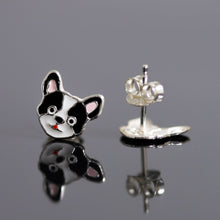 Load image into Gallery viewer, Sterling Silver Dog Face Stud Earrings