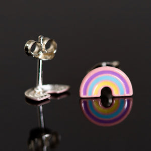 Rainbow Sterling Silver Stud Earrings