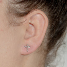 Load image into Gallery viewer, Sterling Silver Cross of Skulls Stud Earrings