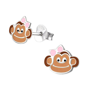 Sterling Silver Monkey Stud Earrings