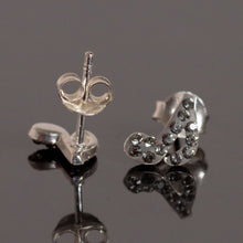 Load image into Gallery viewer, Petit Sterling Silver and Crystal Musical Note Grey Earrings