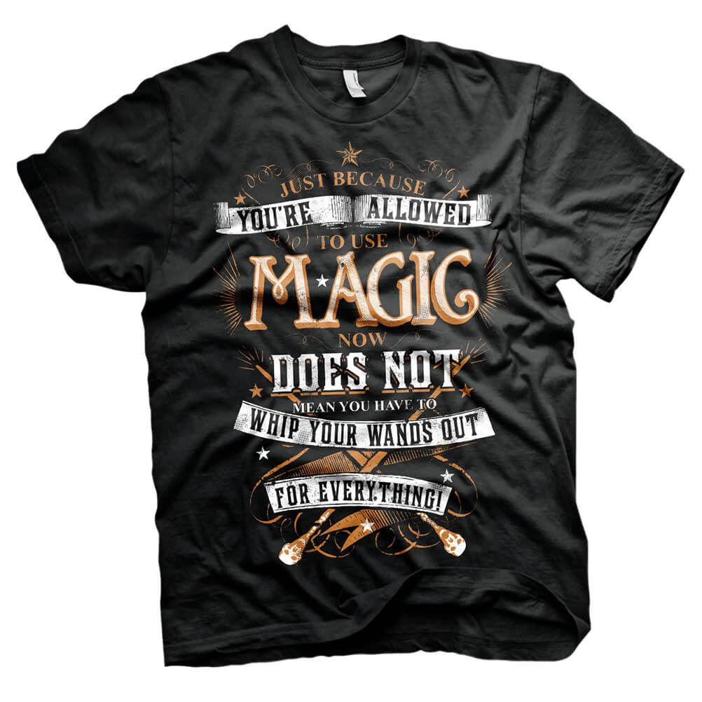 Harry Potter No Magic Allowed Black Fitted T-Shirt