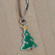 Load image into Gallery viewer, Sterling Silver Hanging Christmas Tree Hoop Earrings