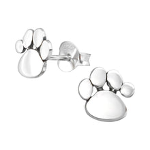 Load image into Gallery viewer, Sterling Silver Paw Print Stud Earrings