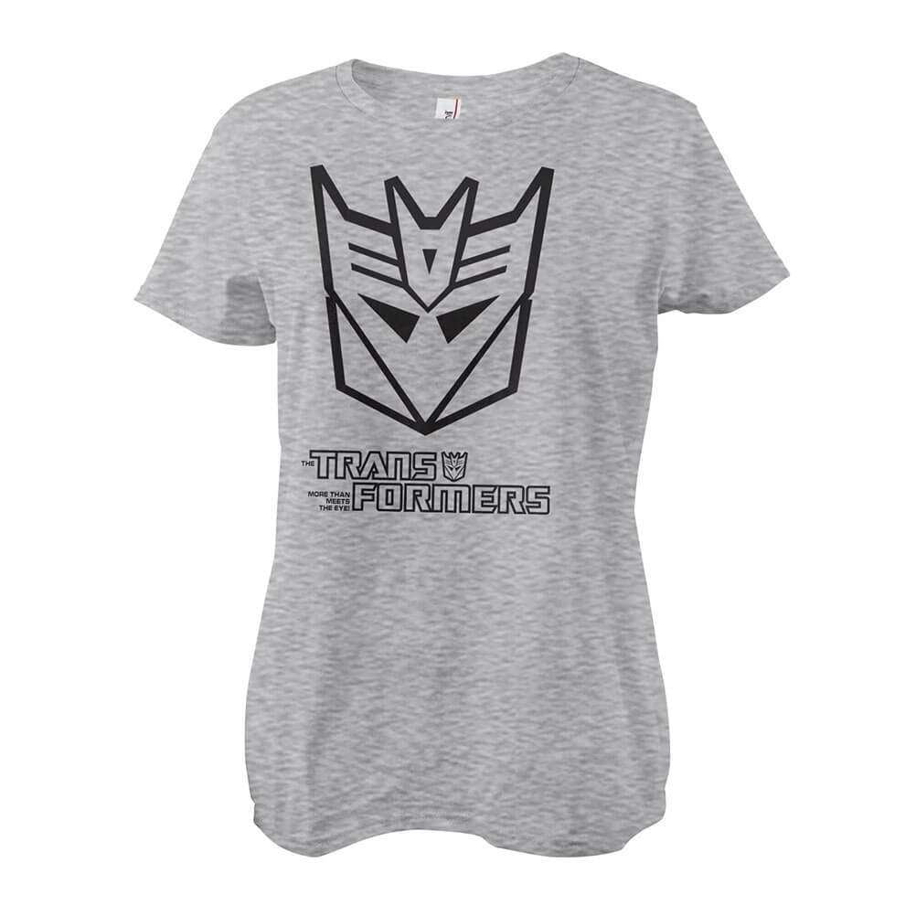Women's Transformers Decepticon Monotone Grey Fitted T-Shirt