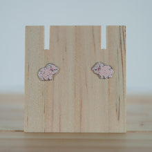 Load image into Gallery viewer, Petite Sterling Silver Glittery Pig Stud Earrings
