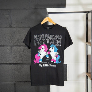 Women's My Little Pony Best Friends Forever Distressed Black T-Shirt