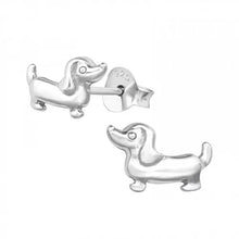 Load image into Gallery viewer, Petite Sterling Silver Sausage Dog Stud Earrings