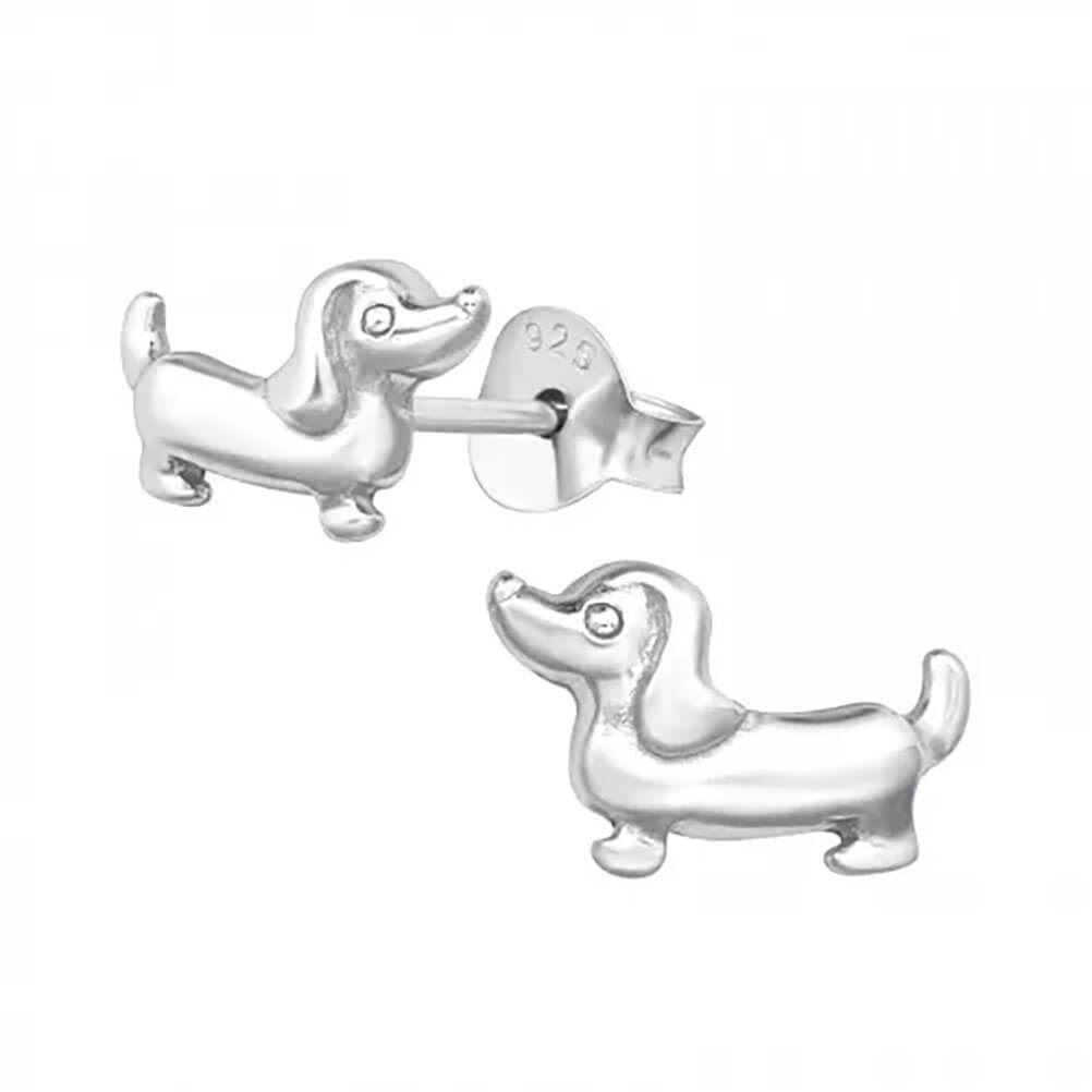 Petite Sterling Silver Sausage Dog Stud Earrings