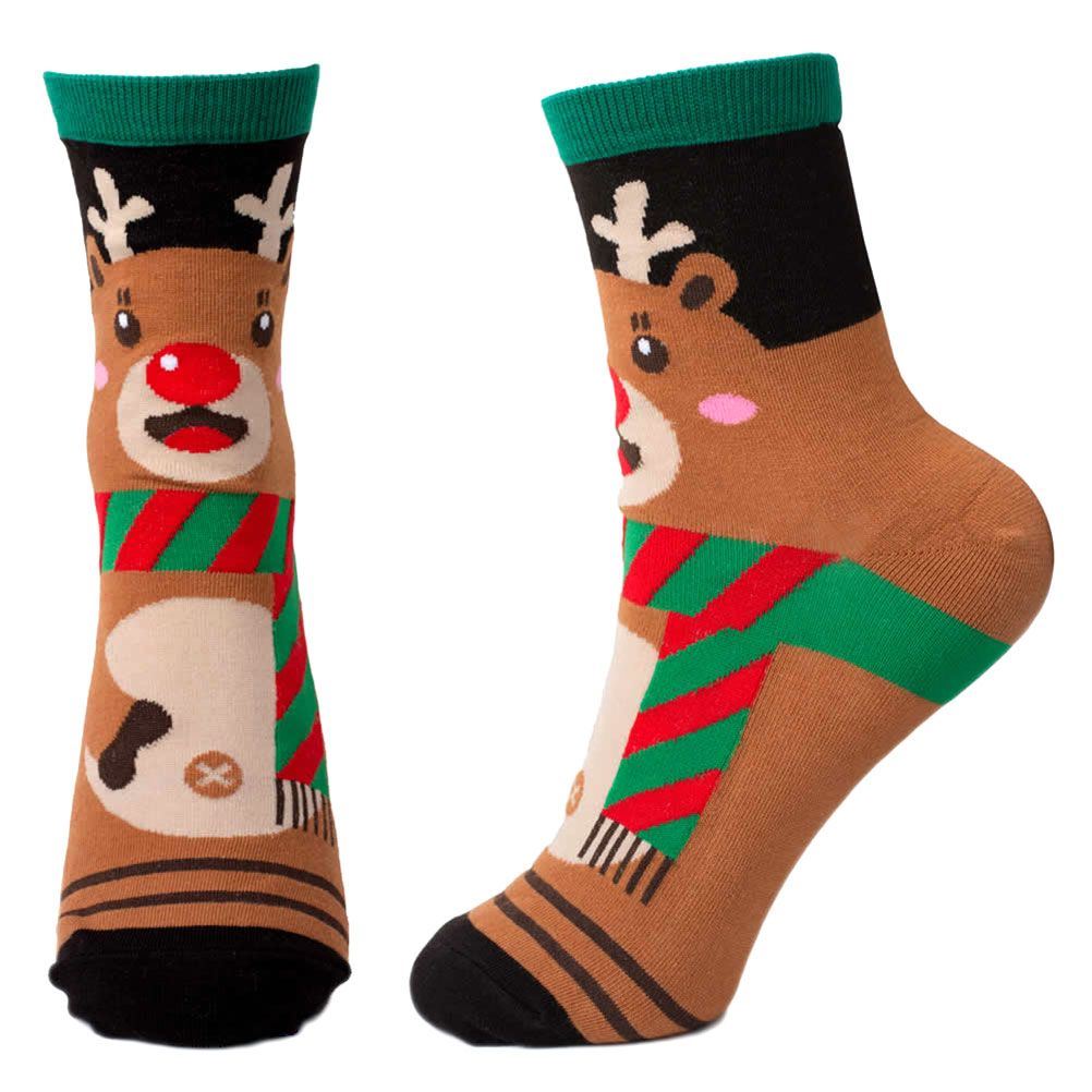 Women's Cute Christmas Reindeer Crew Socks