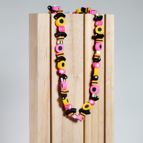 Liquorice Allsort Bead Elasticated String Necklace