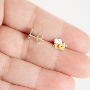Bee, Flower and Plant Sterling Silver Stud Earring Set