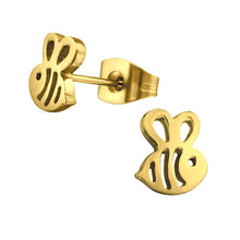 Load image into Gallery viewer, Gold Plated Surgical Steel Bee Stud Earrings