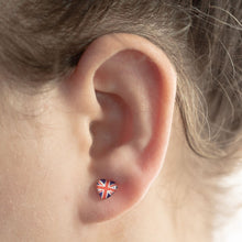 Load image into Gallery viewer, Sterling Silver Union Jack Heart Stud Earrings
