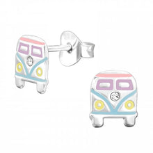 Load image into Gallery viewer, Petite Sterling Silver Colourful Campervan Stud Earrings with Crystals