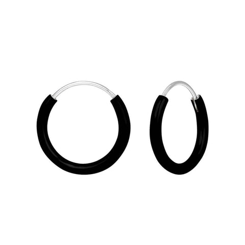 Petite Sterling Silver Black Hoop Earrings