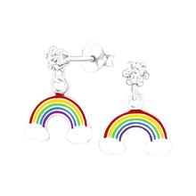 Load image into Gallery viewer, Sterling Silver Rainbow Crystal Drop Earrings