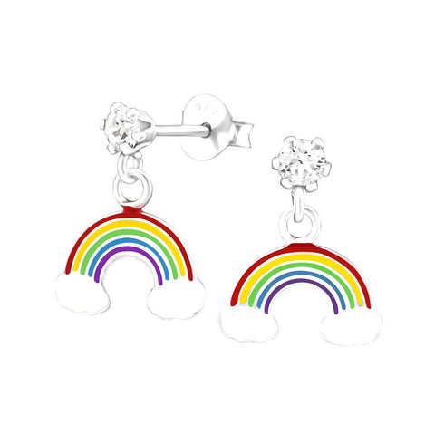 Sterling Silver Rainbow Crystal Drop Earrings