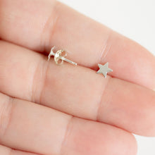 Load image into Gallery viewer, Sterling Silver Lightning Star and Moon Earring Set