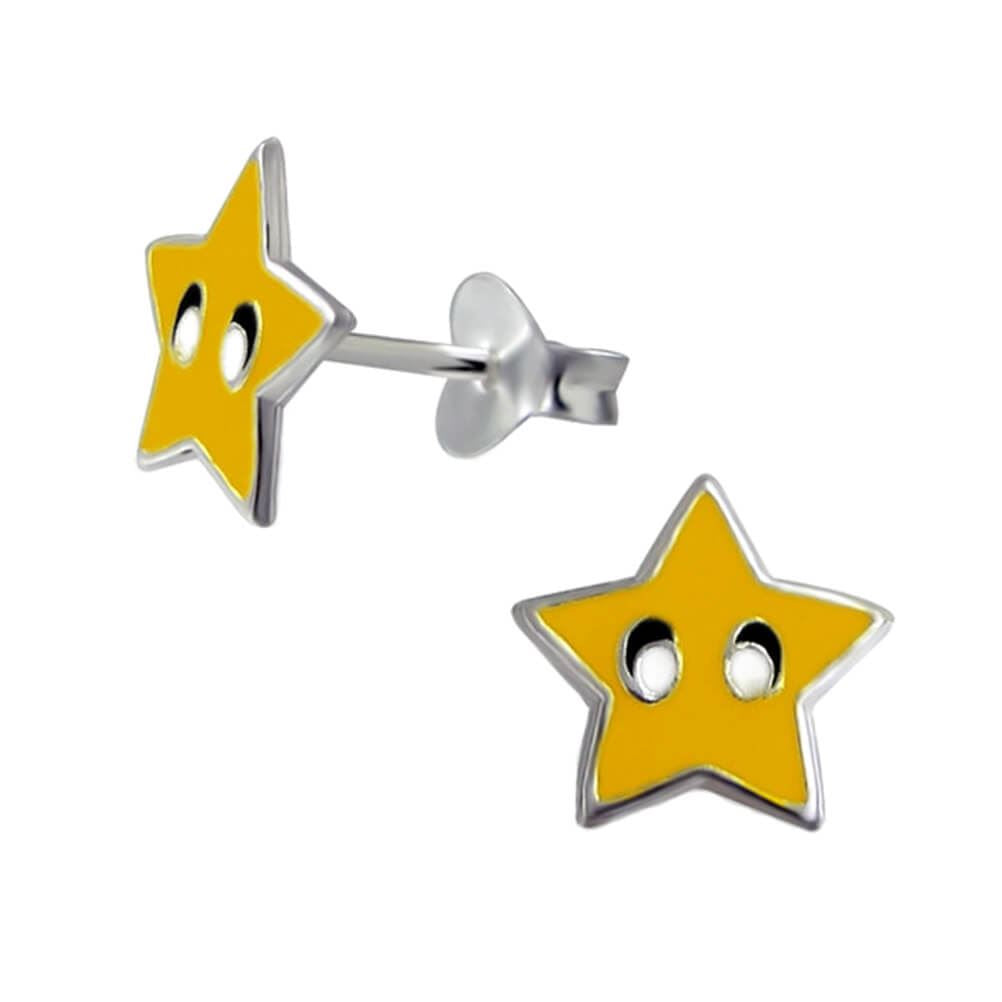 Sterling Silver Gold Super Star Stud Earrings