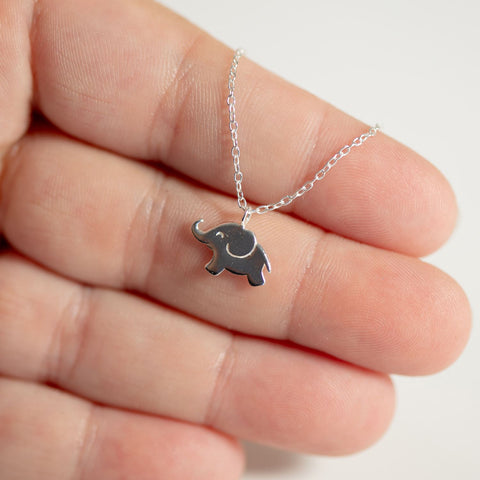 Sterling Silver Cute Elephant Pendant Necklace