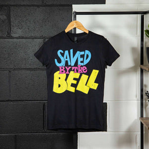 Women's Saved by the Bell Distressed Logo Black Fitted T-Shirt
