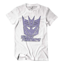 Load image into Gallery viewer, Transformers Washed Decepticon Duotone Shield White T-Shirt
