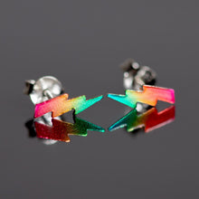 Load image into Gallery viewer, Rainbow Lightning Bolt Sterling Silver Stud Earrings