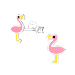 Pink Flamingo Sterling Silver Stud Earrings