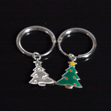 Load image into Gallery viewer, Sterling Silver Hanging Christmas Tree Hoop Earrings
