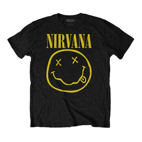Children's Nirvana Smiley Logo Black Crew Neck T-Shirt.