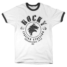 Load image into Gallery viewer, Rocky Italian Stallion White Ringer T-Shirt.