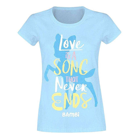 Women's Bambi Love is a Song Blue Fitted T-Shirt.