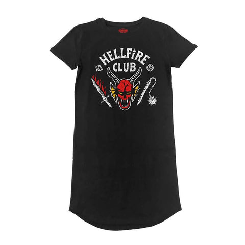 Women's Stranger Things Hellfire Club Black T-Shirt Dress